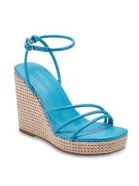 NWOT Marc Fisher Zeki Turquoise Blue Strappy Wedge Sandals